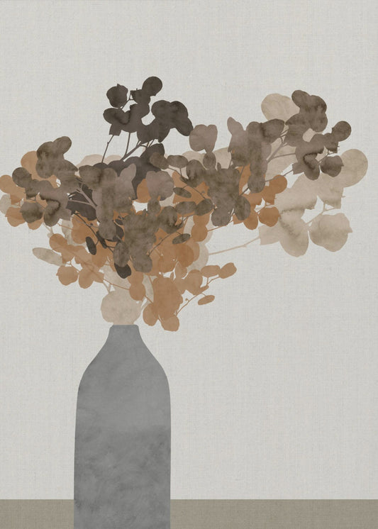 Rust Brown Dried Flowers In Vase On Table 2 | Canvas