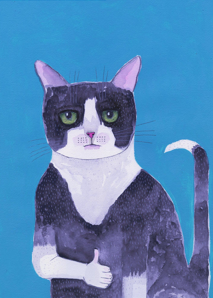 Katze Daumen hoch blau | Poster