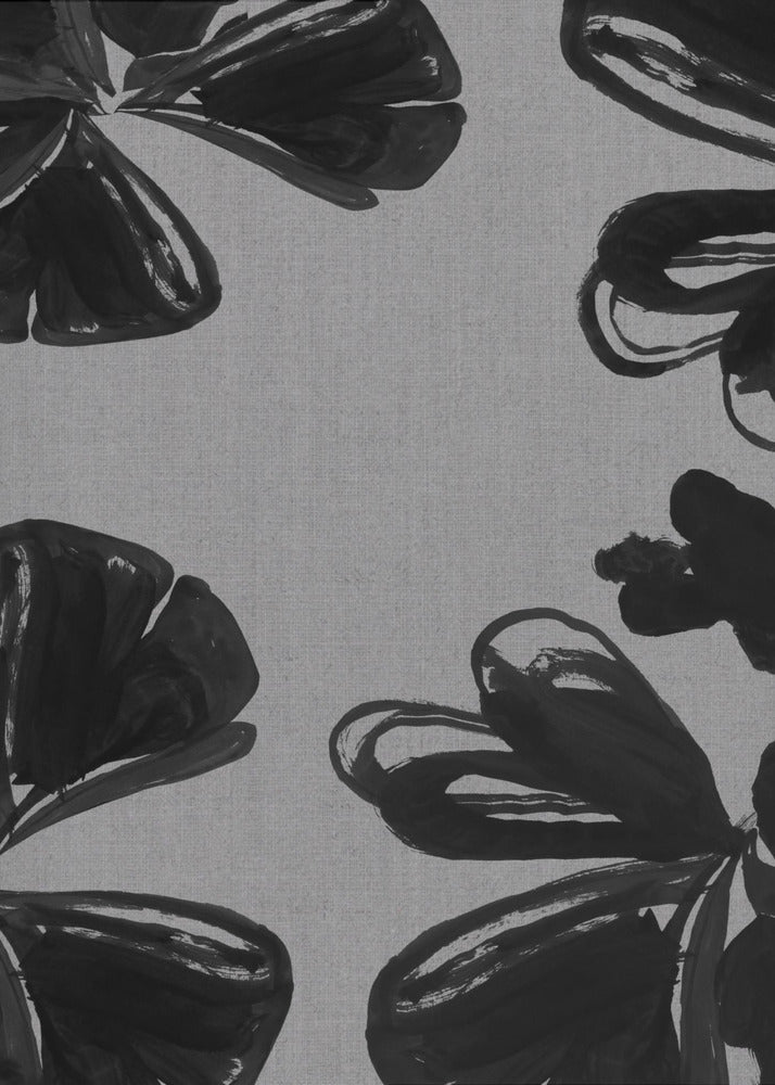 Schwarzes Blumenmuster 6 | Poster