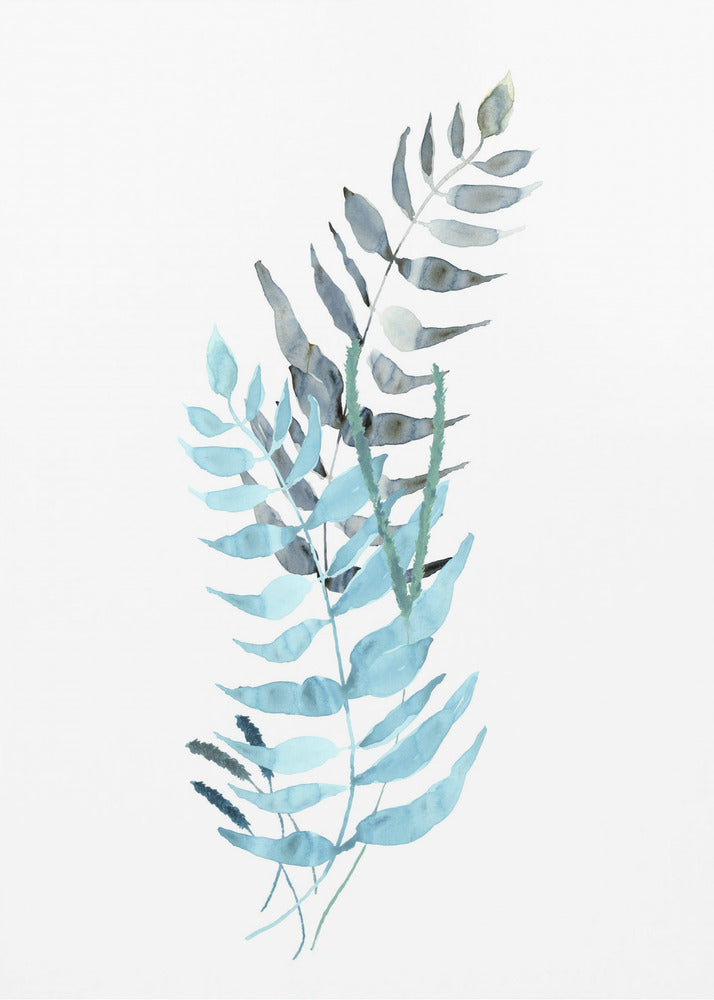 Blaue Aquarellblumen 1 | Leinwand