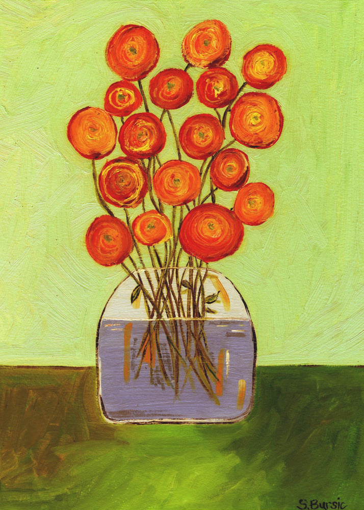 Mohnblumen in Vase Helle Version | Leinwand