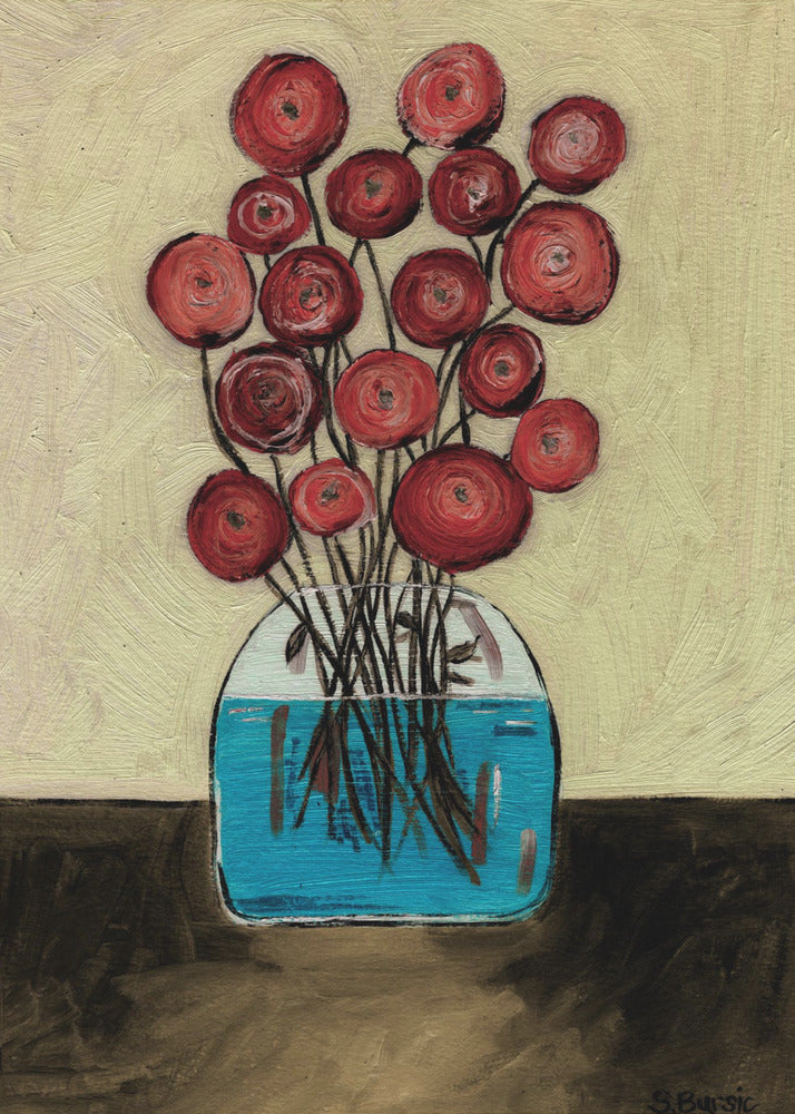 Mohnblumen in Vase, hellbraun | Poster