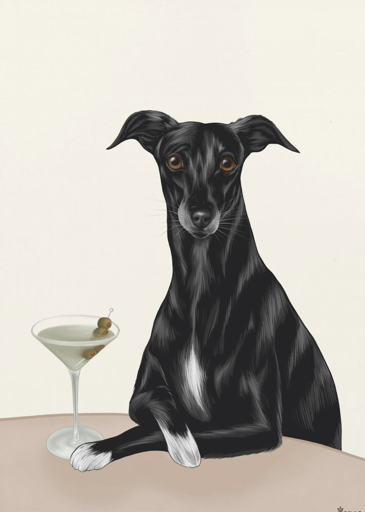 Edler Windhund mit Martini | Poster