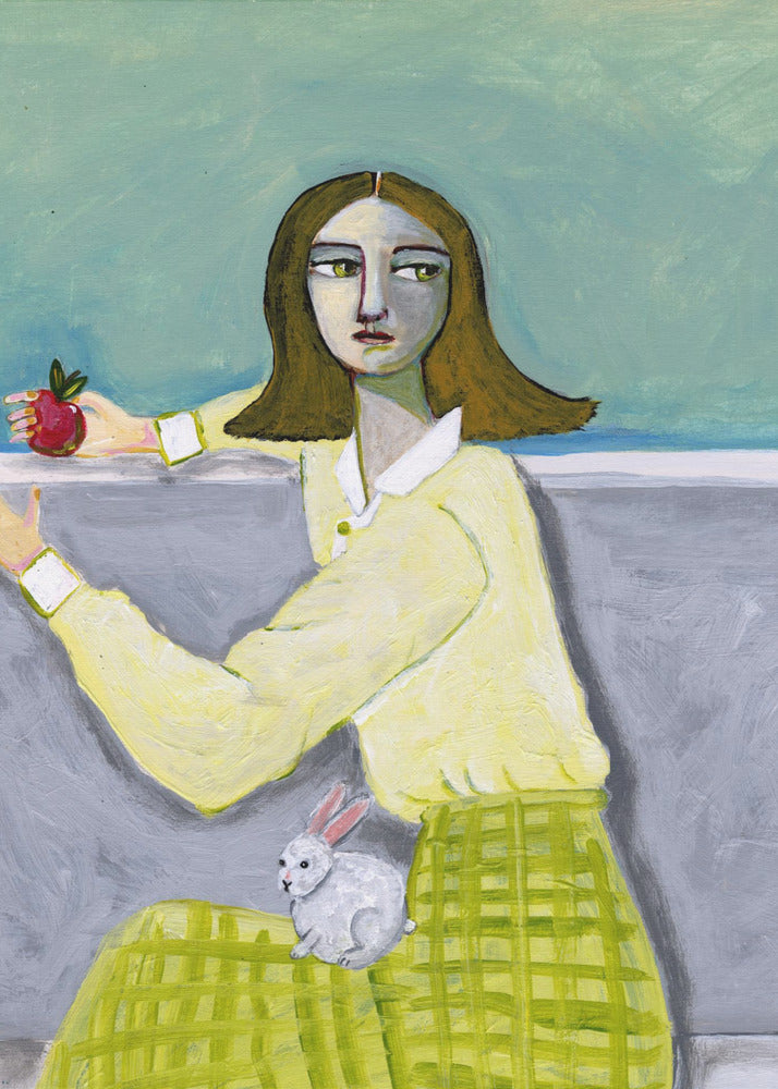 Sitzende Dame mit Kaninchen | Leinwand