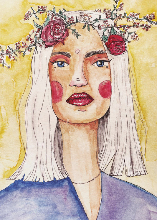 Dame mit Blumenkranz | Poster