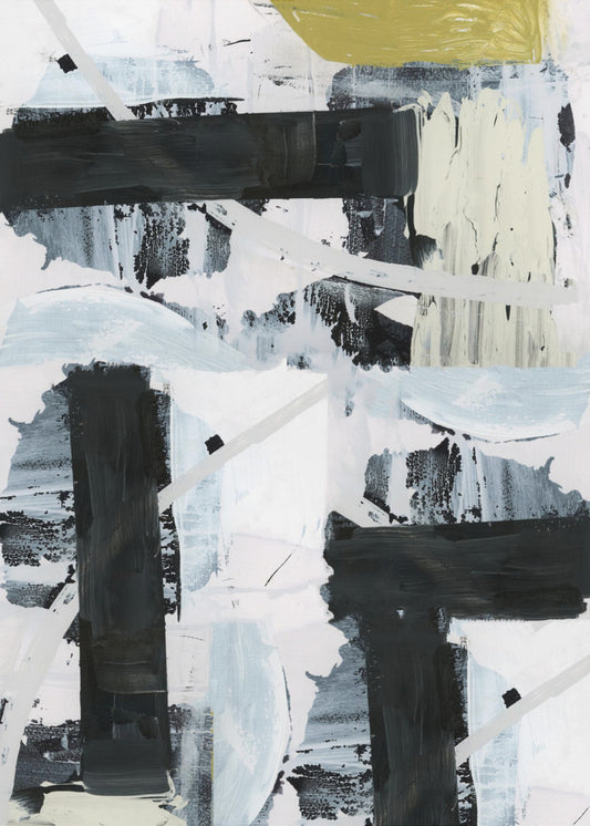 Black and White and Gold Abstract 1 | Canvas