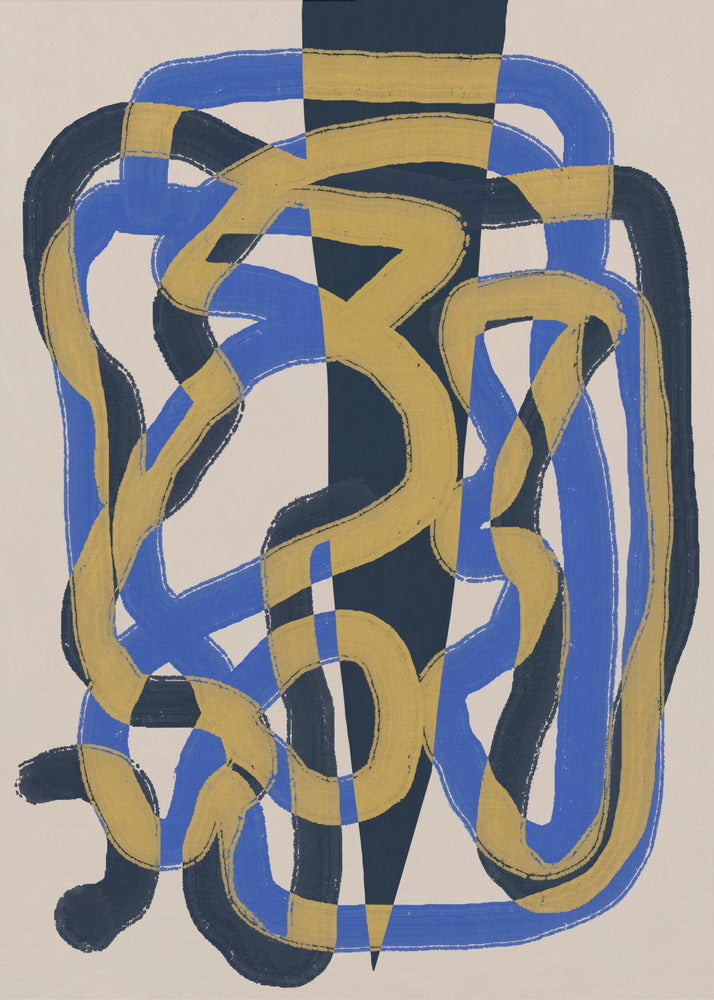 Abstraktes Liniendeko blau und gelb | Poster