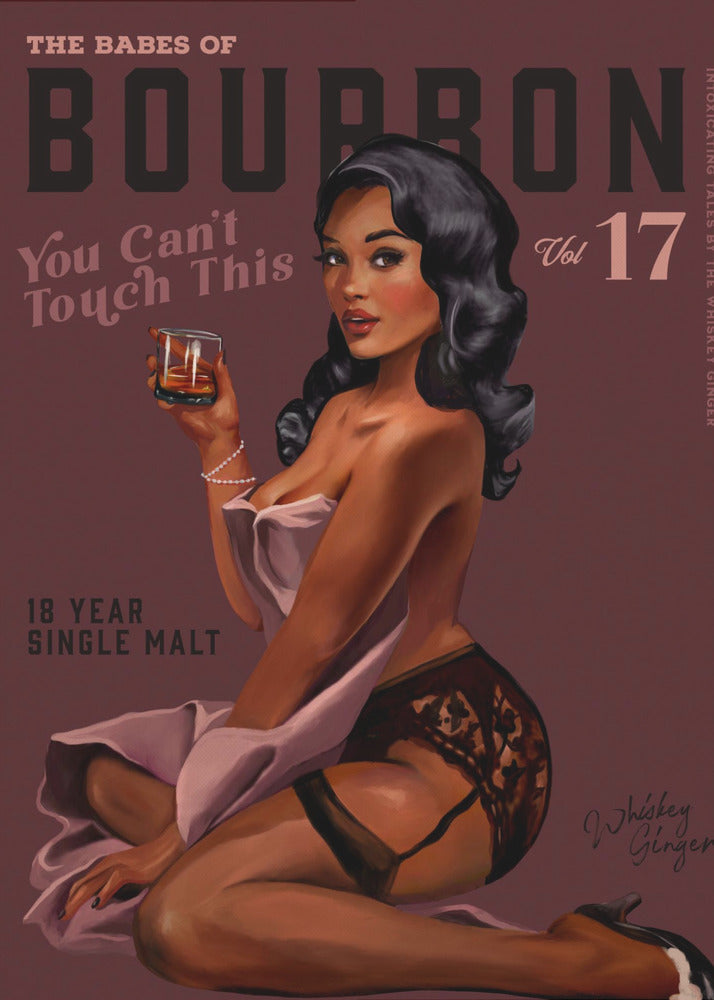 Babes of Bourbon Cant Touch This. Sexy Retro Pin-Up Girl Whisky Kunst | Poster