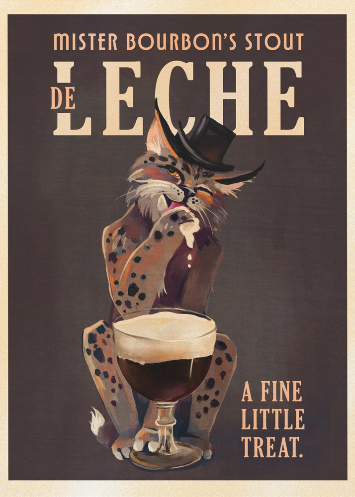 Bourbon De Leche Guinness-Stil Katzenkunst | Leinwand