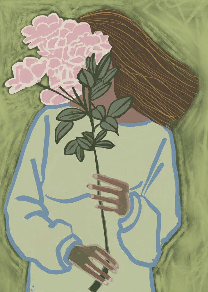 Dame mit Blumen | Poster
