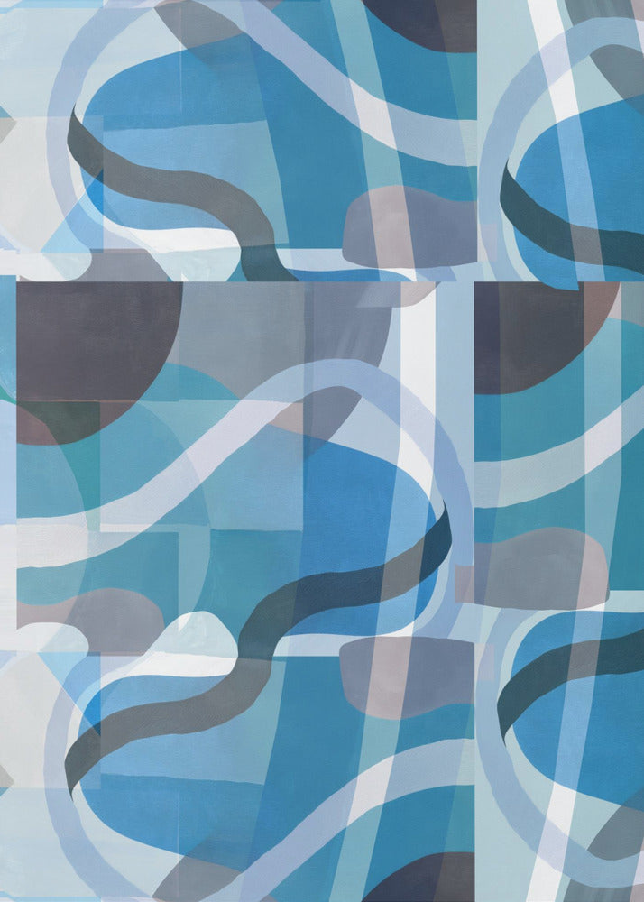 Abstrakte blaue und neutrale Kurvenformen 3 | Poster