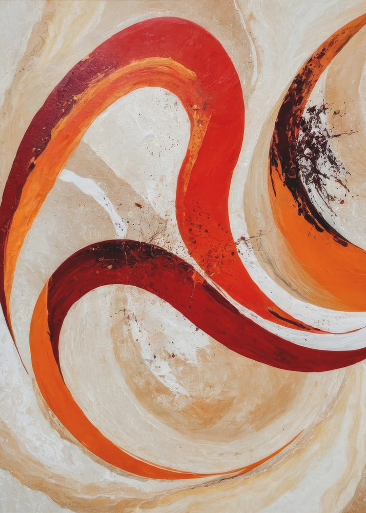Rote und orange Wirbel auf neutralem Hintergrund | Poster