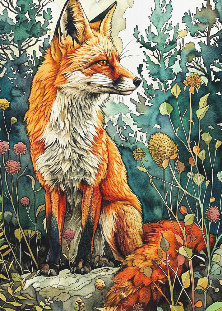 Tier Aquarell Kunst Fuchs 13 | Poster