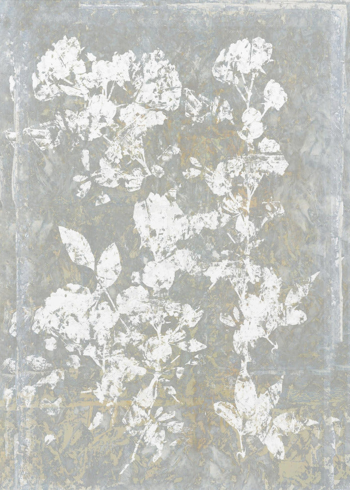 Botanisches Weiß, strukturiertes Blumenmuster 1 | Leinwand