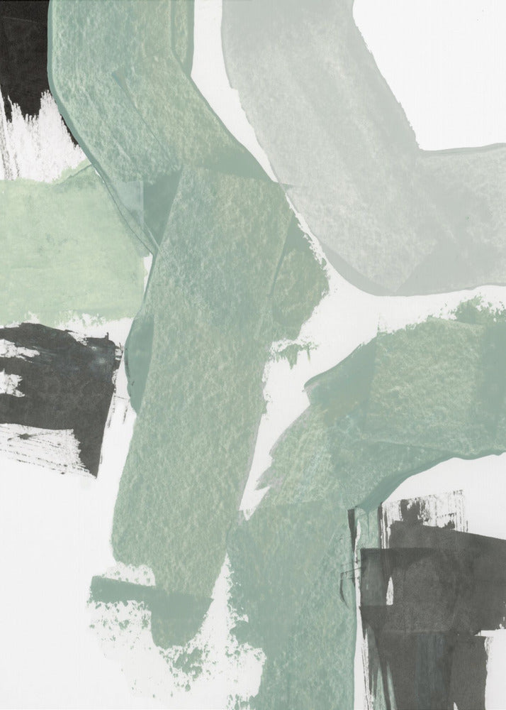 Abstract Green & Black Shapes No2 Print | Poster