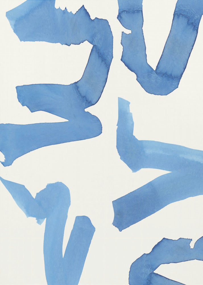 Abstrakter blauer Pinselstrich-Kunstdruck Nr. 2 | Leinwand