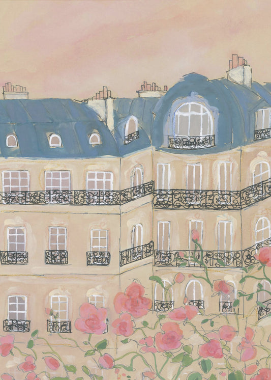 Sonnenuntergang über Pariser Gebäuden | Poster