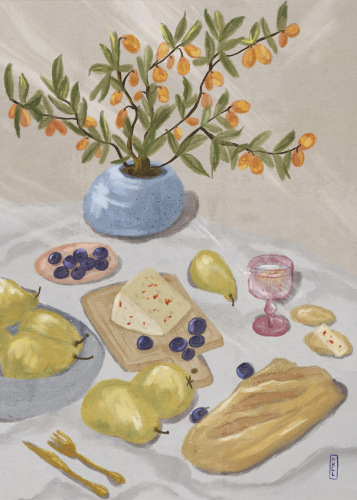 Gin Tonic in der Nachmittagssonne Illustration | Leinwand