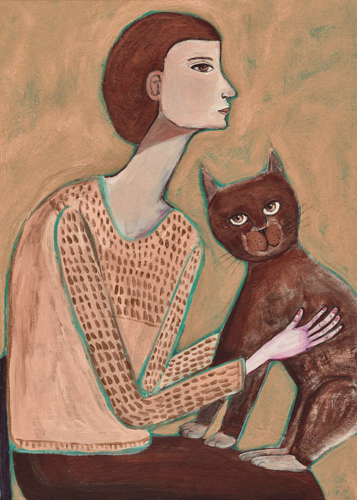 Frau mit Katze | Poster
