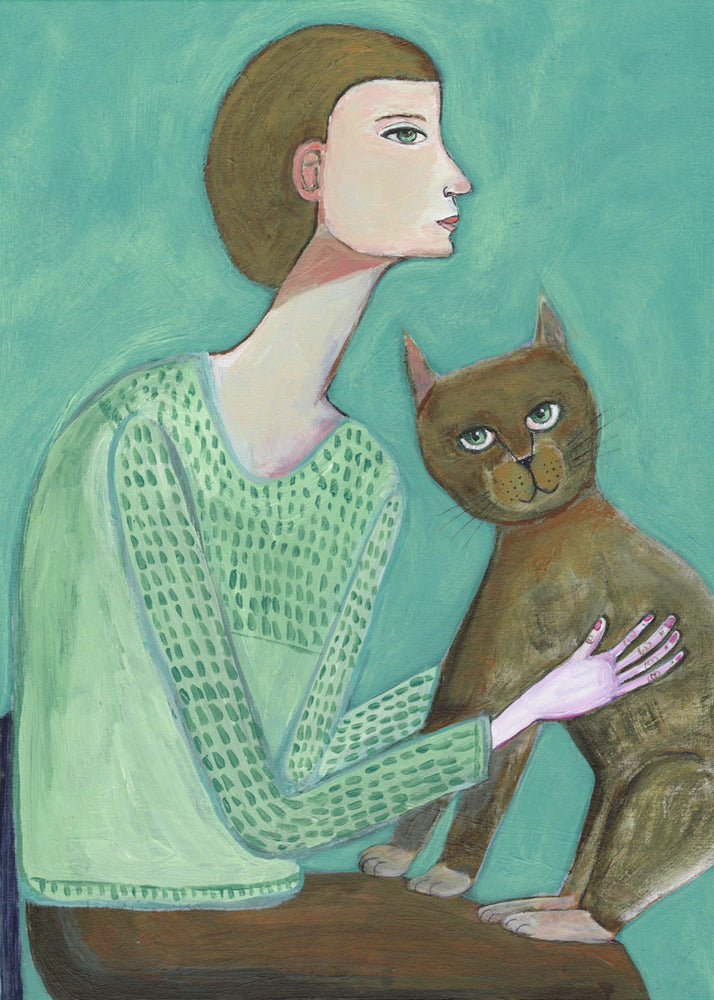 Frau mit Katze | Poster