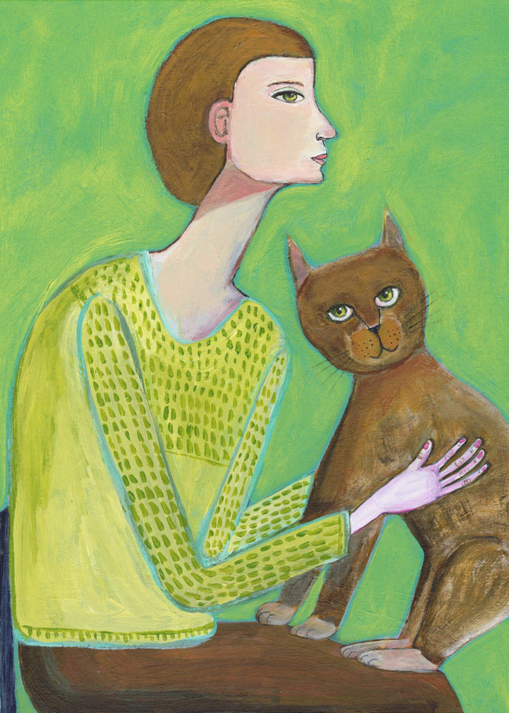 Frau mit Katze | Poster
