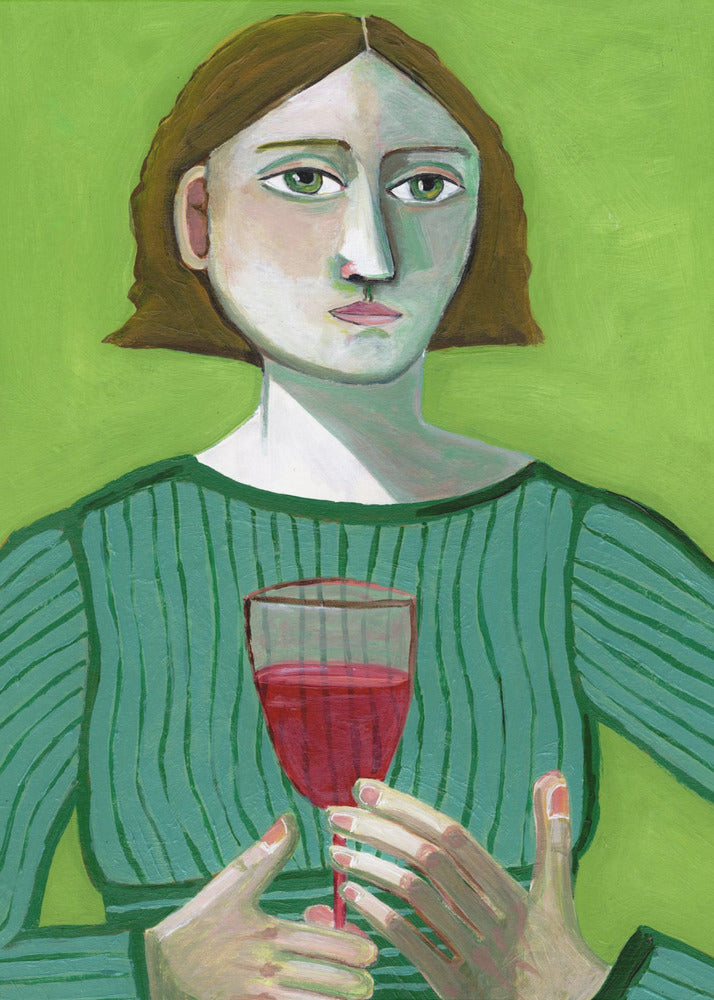 Dame mit Rotwein | Poster