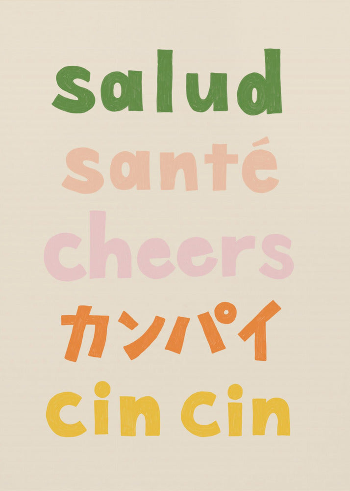Prost Typografie - Salud Santé Prost Kanpai Cin cin | Leinwand