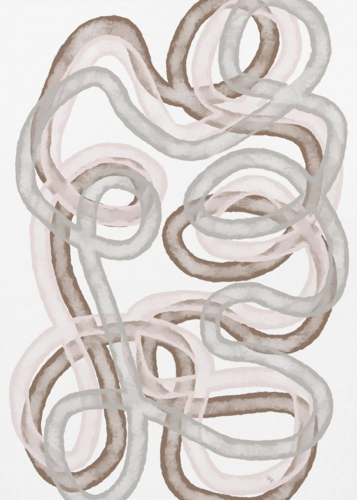 Abstrakte verschlungene Linien in sanften Erdtönen | Poster