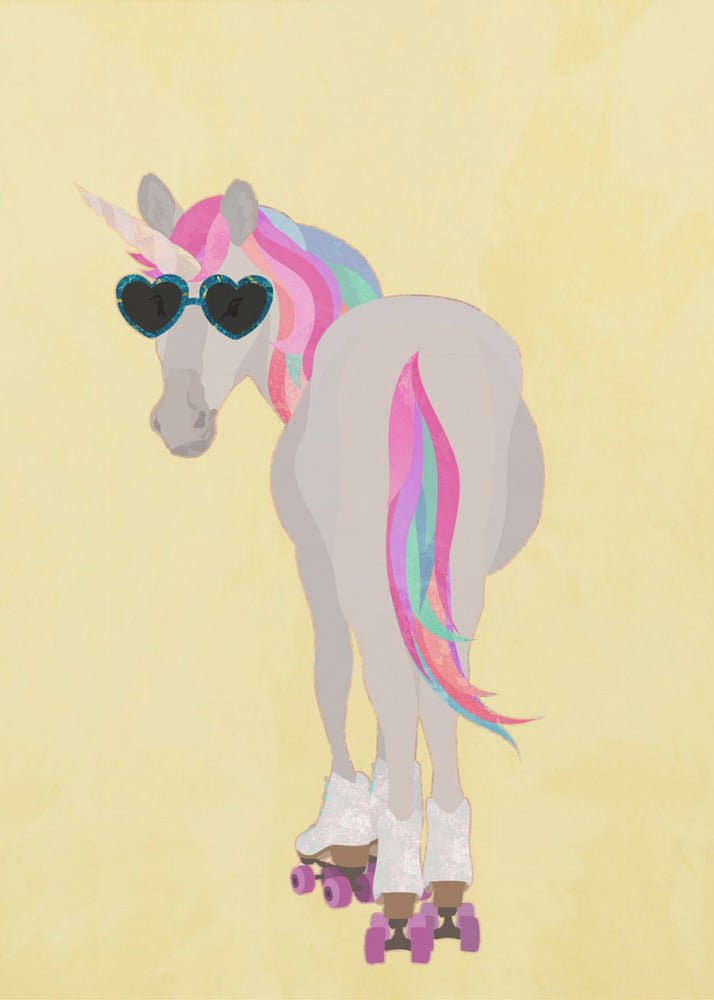 Einhorn Rollschuhlaufen gelb | Poster