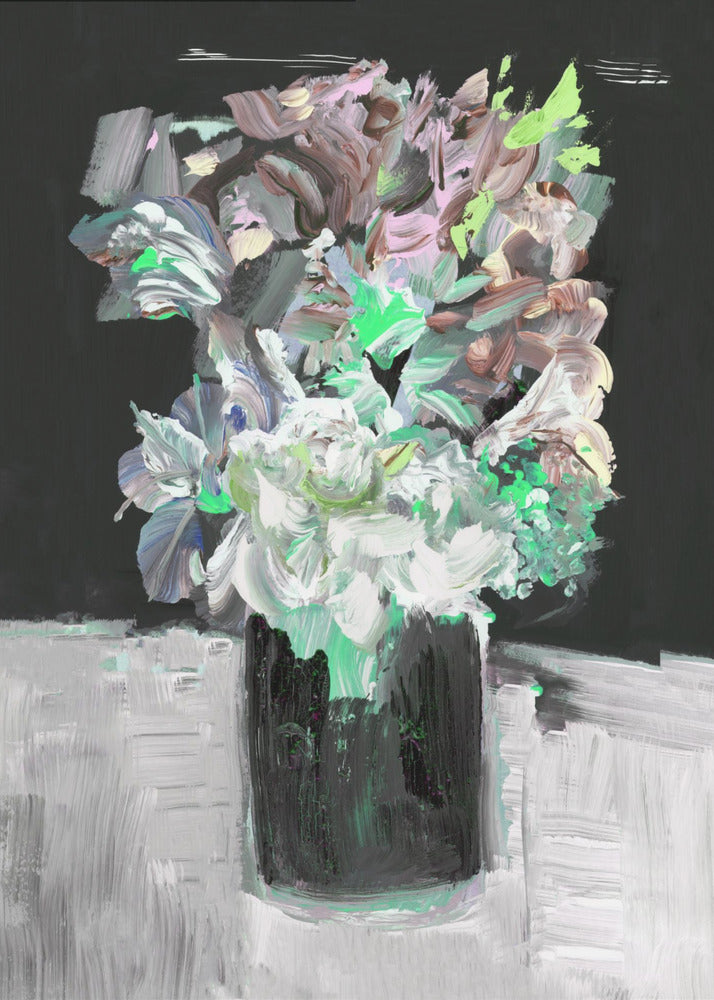 Bunte Blume mit Vase | Leinwand
