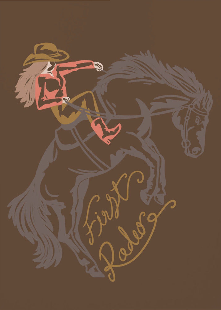 Cowgirl reitet auf einem sich aufbäumenden Pferd | Poster