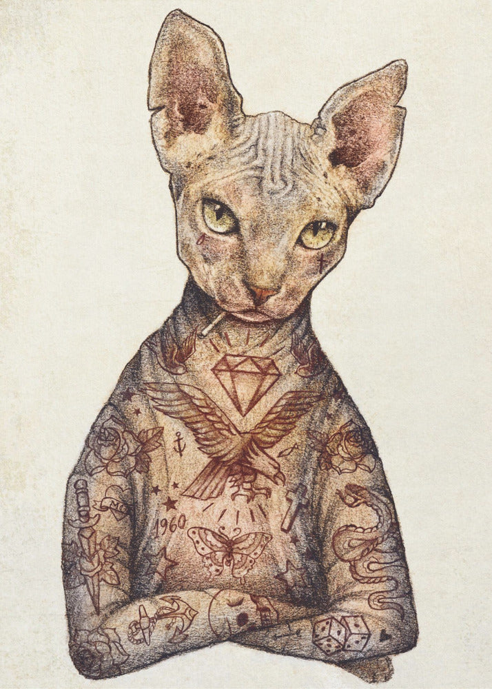 Stilvolle Tattoo Katze | Leinwand