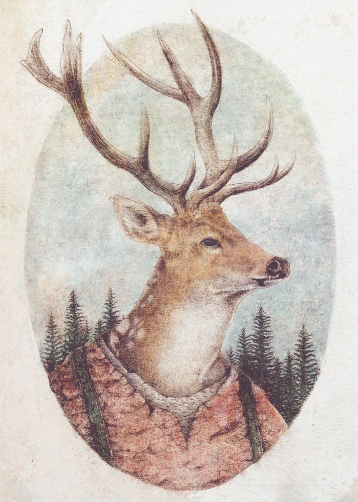 Hirsch im rustikalen Outfit | Poster