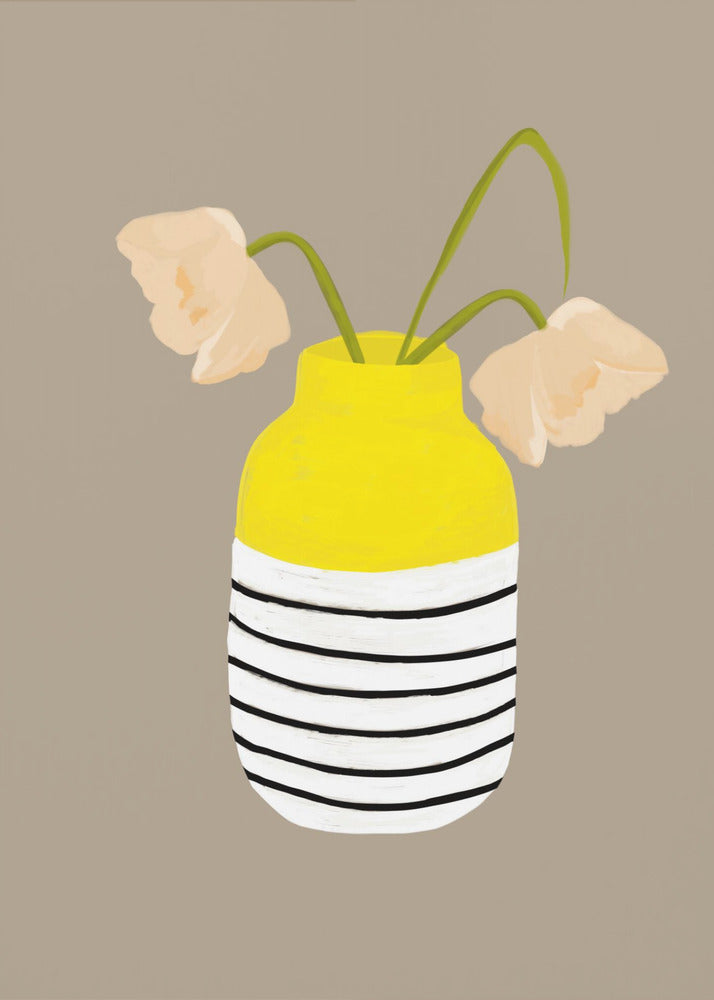Gestreifte Vase Blüten | Leinwand
