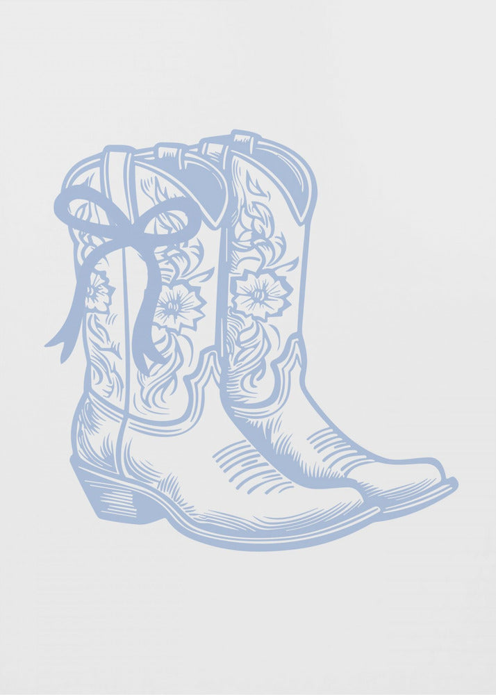 Light Blue Cowgirl Boots with Bow | Poster