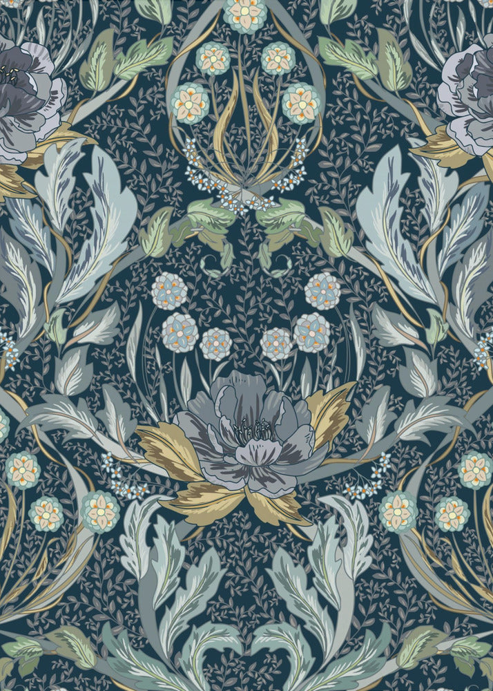 Floral Heritage Morris Moonshine Blaues Muster | Leinwand