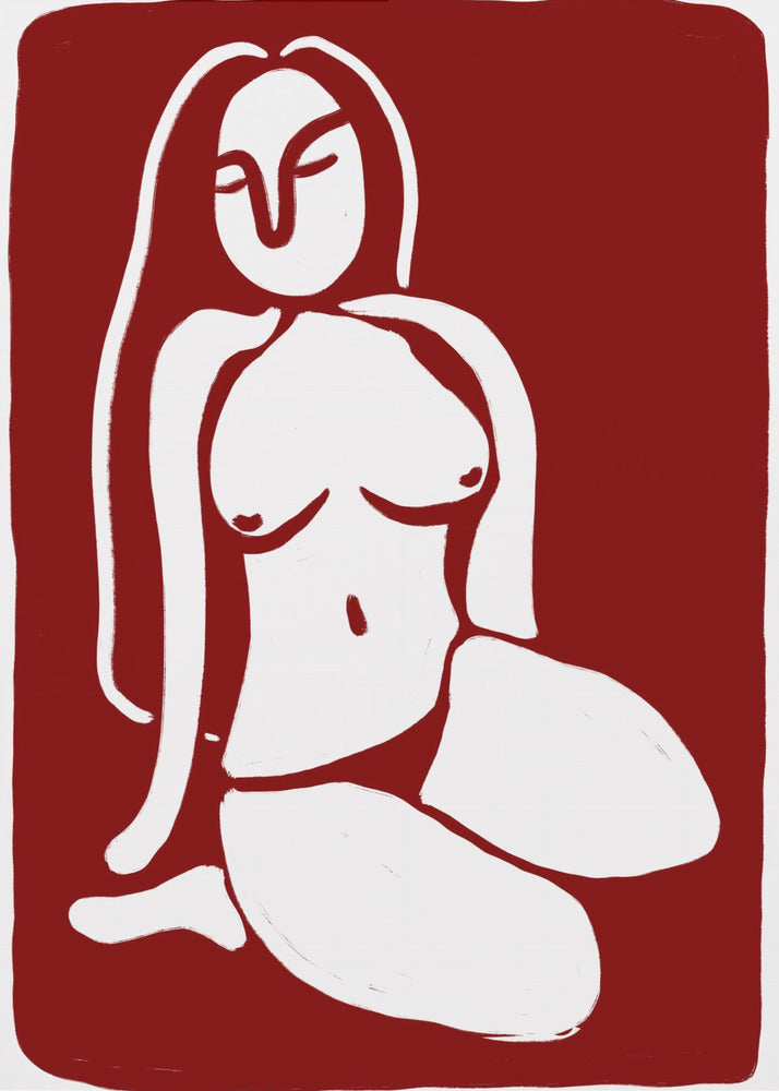 Stilisierte Aktfigur in sitzender Pose | Leinwand