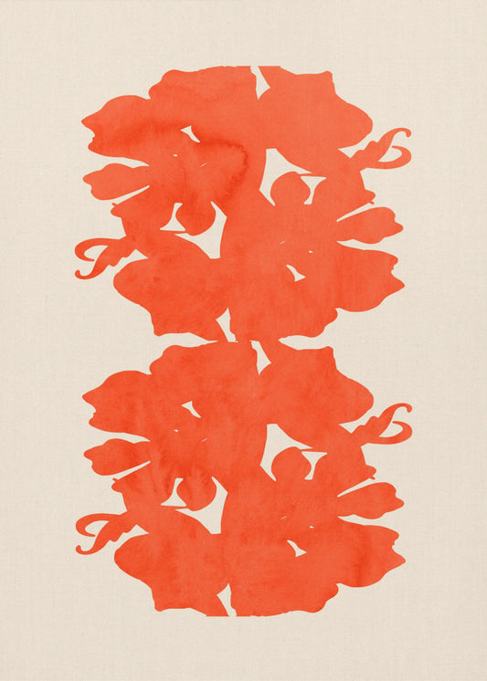 Orange Blumensilhouetten | Poster