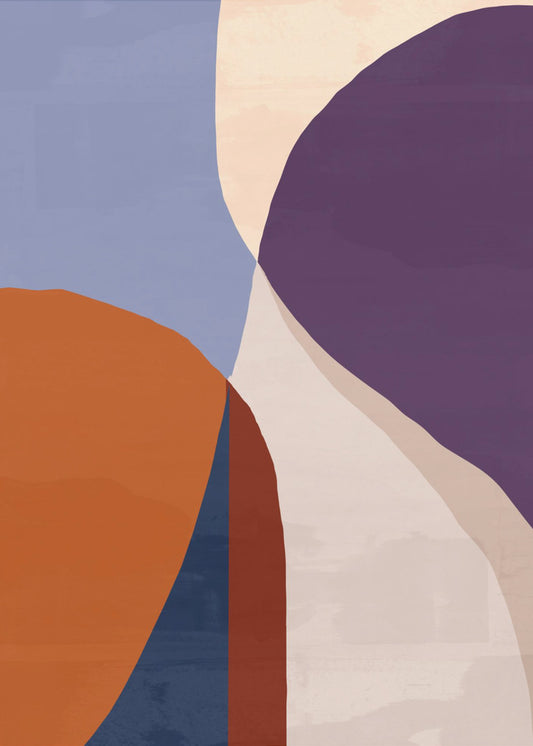 Organische Formen in Erd- und Blautönen | Poster