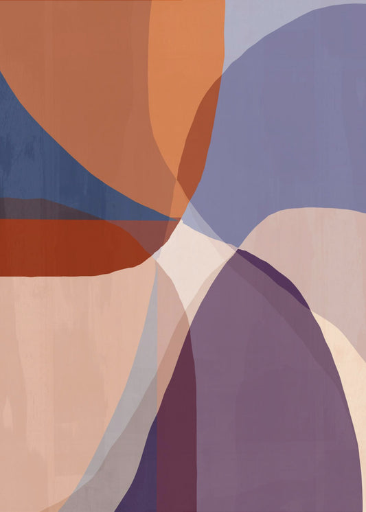 Organische Formen in Erd- und Blautönen | Poster