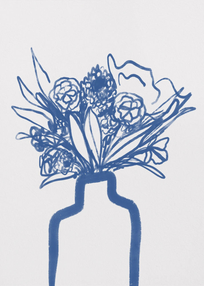 Blaue Vase Blüten | Leinwand