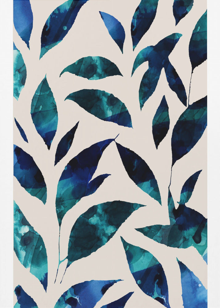 Blätter in Blau- und Grüntönen | Poster