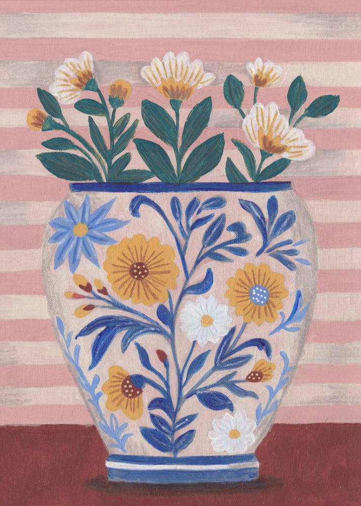 Blumen in Pastell und Streifen | Leinwand