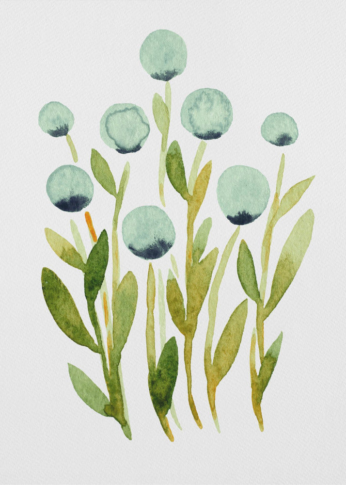 Blaue Kugelblumen | Leinwand
