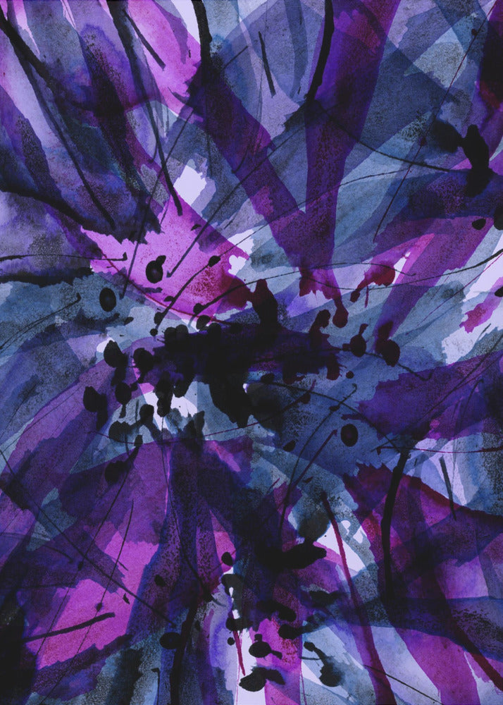 Dynamische lila und schwarze Pinselstriche | Leinwand