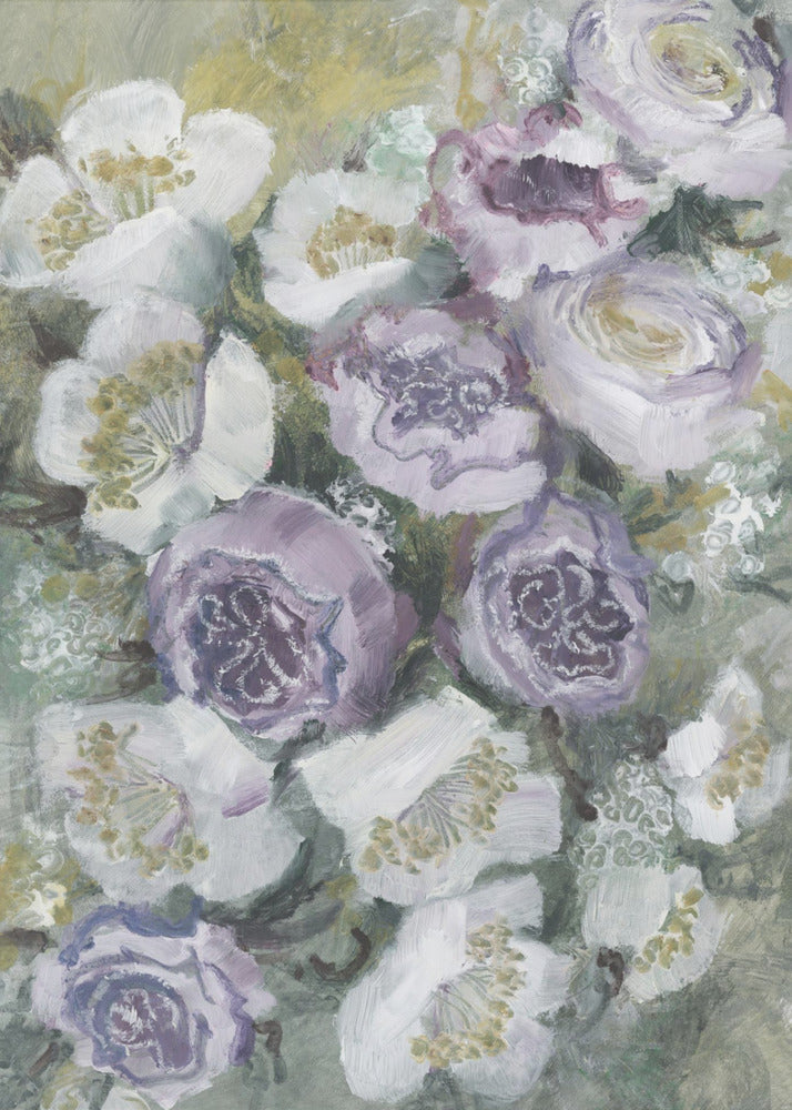 Zarte lila und weiße Blumen | Leinwand
