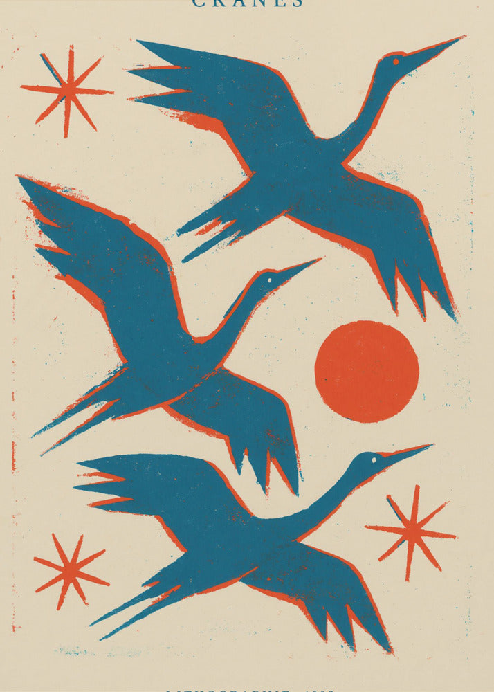 Kraniche Lithographie | Poster