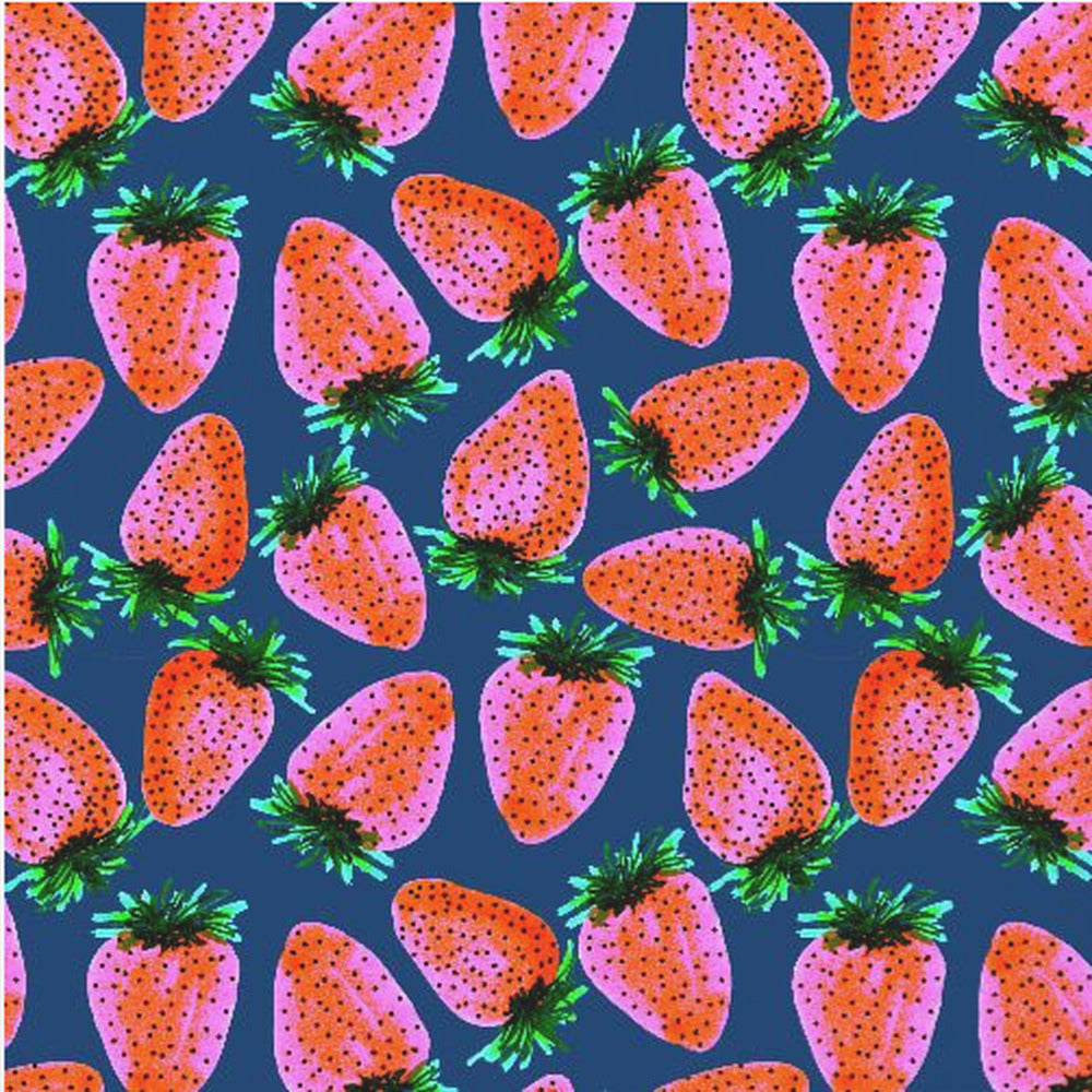 Roter Lavendel auf marineblauen Erdbeeren | Leinwand