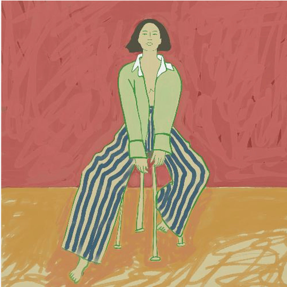 Frau auf Hocker | Leinwand