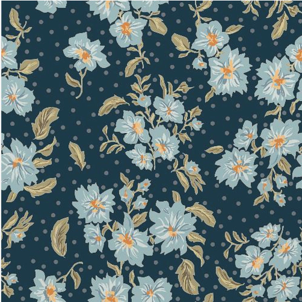 Floral Heritage Bouquet Mondscheinblau Muster | Leinwand